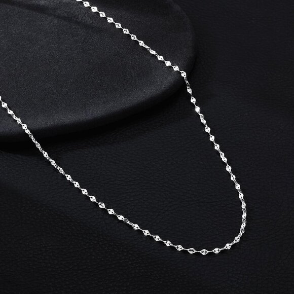 925 Sterling Silver Choker Necklace Figaro Link Chain Necklace for Women Simple - Picture 7 of 9
